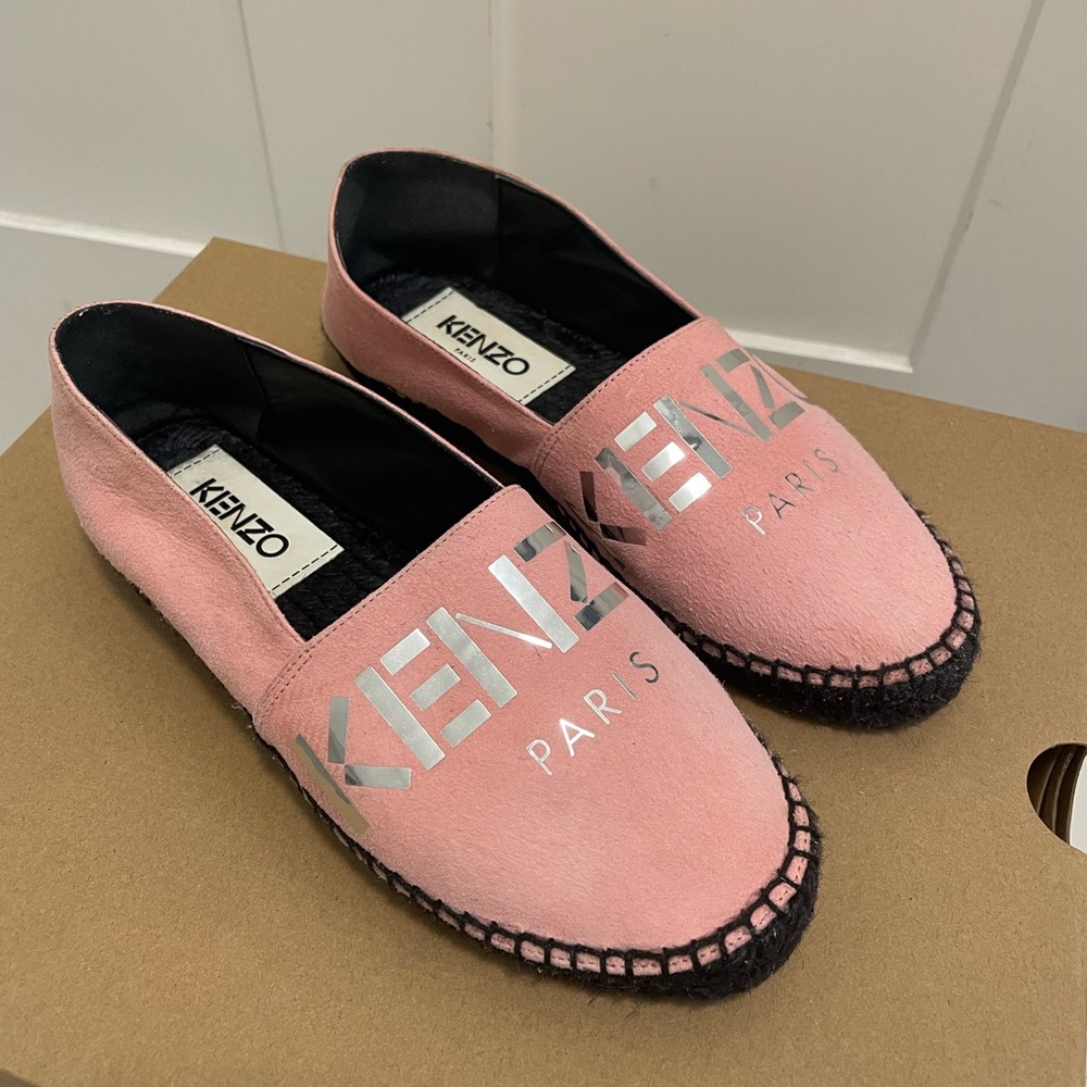 KENZO Pink Suede with Silver Logo Espadrille